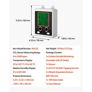 Misuratore di CO2 a Doppia Uscita con Funzione di Rilevamento Giorno/Notte, Monitor per la Qualità dell'Aria - Product Image 6