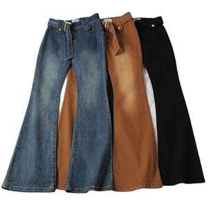 Pantalones Vaqueros Acampanados Elásticos de Moda para Mujer, Diseño Novedoso, Casuales, de Cintura Alta, Estilo Urbano, Pierna Ancha, de Mezclilla, de Gran Venta - Product Image 4