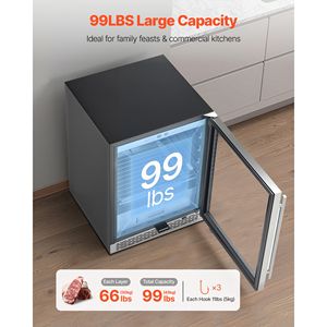 Frigorifero Commerciale per Stagionatura a Secco da 99 libbre, Frigo Indipendente per Stagionatura a Secco con Controllo Preciso di Temperatura e Umidità per Bistecche - Product Image 2