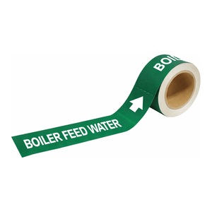 Brady Boiler Feed Water Pipe <b>Markers</b> ANSI Green/<b>White</b> Flexible Adhesive or Wrap-Around for Industrial Piping - Product Image 1