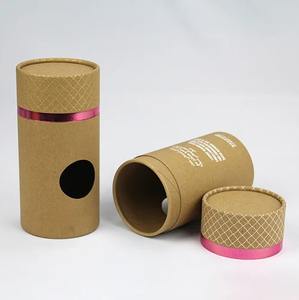 Caja cilíndrica de cartón con logotipo personalizado, embalaje biodegradable en tubo de papel, caja redonda ecológica de kraft para bufandas y pañuelos con expositor. - Product Image 4