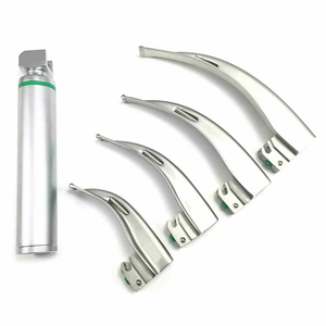 Premium Laryngoscope Fiber <b>Optic</b> Set - 4 Blades Reusable Autoclavable Stainless Steel LED Intubation Laryngoscope Anesthesia Kit - Product Image 2