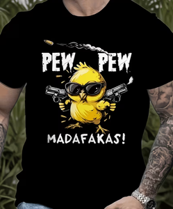 T-shirt pour homme avec imprimé amusant « Puff Puff Chick » - Poussins de dessin animé humoristiques et adaptés à un usage quotidien, sport, gym, décontracté, col rond, taille S - Product Image 1