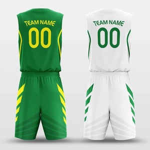 ชุดบาสเก็ตบอลแบบกำหนดเอง เสื้อผ้าชุดบาสเก็ตบอล ชุดยูนิฟอร์มบาสเก็ตบอลแบบกลับด้านได้ - Product Image 1