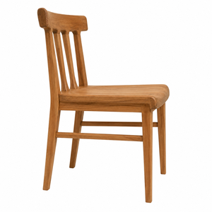 Chaise de salle à manger en teck scandinave moderne avec dossier sculpté - Imperméable, écologique, durable, stable, mobilier de salle à manger d'extérieur - Product Image 2