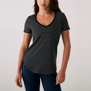 Camisas de Manga Corta a Rayas de Moda para Mujer 2026, Estilo Babydoll, Cuello en V, Verano, Casual, Elegante, Cómoda, Suave, Transpirable, de Algodón - Product Image 4