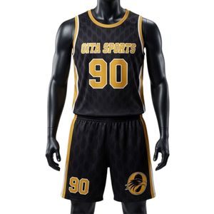 Men Black Gold Sublimation Lacrosse Uniform <b>Set</b> Polyester Athletic Fit Lightweight Team Sports Wear Performance Apparel - Product Image 1