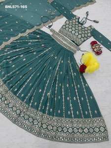 Mejor tela, nueva variedad de georgette sintética con hilo, bordado Jari y trabajo de bordado, conjunto de Lehenga Choli y Dupatta, proveedor mundial - Product Image 4