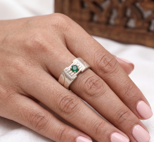 Wholesale Natural Round Cut <b>Emerald</b> Gemstone Prong Setting 925 Solid Sterling <b>Silver</b> Handmade Wedding and Party <b>Rings</b> Jewelry - Product Image 6