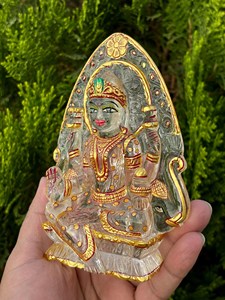 Statue de Lakshmi en quartz clair sculptée à la main, peinte à la main, déesse hindoue de la richesse et de la prospérité, cristal Puja, décoration d'intérieur, vente en gros - Product Image 4