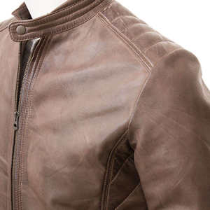 Chaqueta de hombre 100% cuero genuino con cuello alto, estilo urbano, transpirable y cómoda, para invierno. - Product Image 5