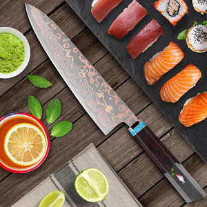 Cuchillo de Chef Japonés de 8 Pulgadas, Acero de Damasco con 33 Capas de Cobre, Cuchillo de Cocina Profesional, Hoja Afilada para Rebanar y Picar - Product Image 3