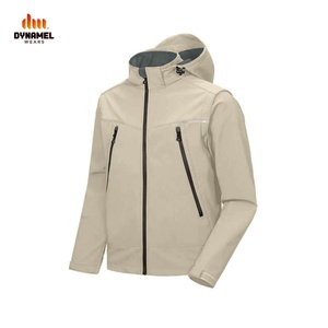 Men's Autumn Casual Softshell Jacket Outdoor Fleece-Lined Windproof Water-Repellent Hooded <b>Coat</b> With Zipper Closure for Hiking - Product Image 1