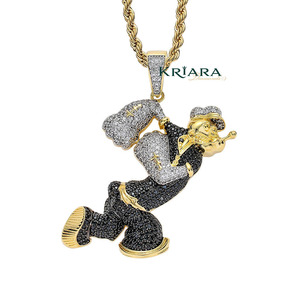 Hip Hop 925 Silver Mickey <b>Mouse</b> Pendant Lab Grown Diamond Cartoon Charm Gold Plated Unisex Jewelry - Product Image 3