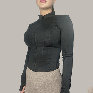 Veste de yoga pour femme, fermeture intégrale sur le devant, extensible, confortable, design pour un style de vie actif, matière polyester/nylon, construction sans couture - Product Image 3