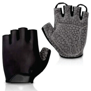 Gants de cyclisme en cuir demi-doigts noirs unisexes respirants pour l'été, style à enfiler pour activités de plein air - Product Image 2