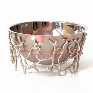 Bol à aliments secs au Design tendance avec support à feuilles/bol de service moderne décoratif pour la maison avec support/bol en métal émaillé pour la décoration de Table - Product Image 5