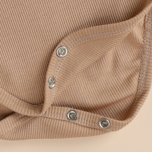 Premium Quality Organic Bamboo Elastane Short Sleeve Bodysuits Latte - Product Image 4