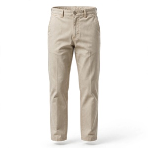 Pantalon en toile kaki coupe droite pour homme, taille mi-haute, fermeture boutonnée, décontracté, tissé, devant plat, style automne - Product Image 1