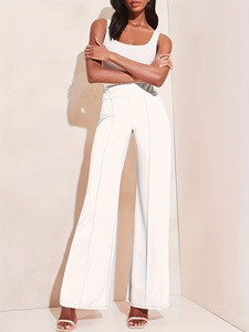 Pantalones rectos de corte holgado con elastano y poliéster - Product Image 6