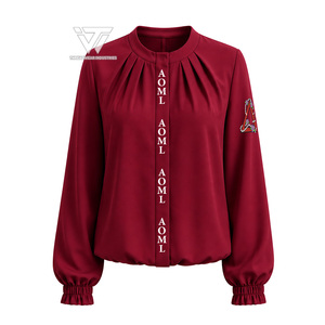 Vente en gros Delta |   Sigma |   Chemise plissée brodée surdimensionnée pour femmes de la sororité Theta avec manches bouffantes, accessoires grecs - Product Image 1