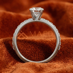 925 Sterling <b>Silver</b> Emerald Cut Moissanite/Diamond Engagement <b>Ring</b> for Women, Pave Diamond Band <b>Solitaire</b> <b>Ring</b> - Product Image 3