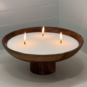Luxury Large Round Multi <b>Wick</b> Wooden <b>Candle</b> Bowl Handmade Soy Wax <b>Candle</b> Vessel Decorative Home Fragrance Centerpiece Rustic Tab - Product Image 3