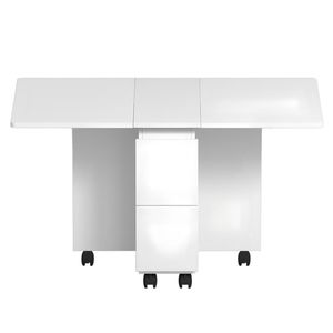 Set Tavolo da Pranzo Pieghevole in Legno di Quercia con Piano Ribaltabile per 4 Persone, 120 cm, Salvaspazio, con 4 Sedie e 6 Ruote per lo Stoccaggio - Product Image 6