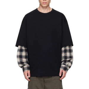 T-shirts à manches longues pour hommes de haute qualité, coupe classique, col rond, motif imprimé personnalisé, 100% coton tricoté, style hip-hop - Product Image 1