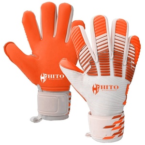 Gants de gardien de but de football professionnels, sublimation intégrale du dos de la main, doigts entièrement protégés, enveloppement du pouce, contact frontal de la paume en Lycra - Product Image 1