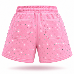 High Quality <b>Men</b>’s Crystal Rhinestone Fleece <b>Shorts</b> Heavyweight Cotton Casual <b>Shorts</b> for Hip Hop Streetwear Summer Clothing - Product Image 3