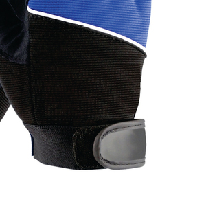 Gants de travail en cuir bleu-noir, bouts des doigts lisses, antidérapants, avec poignet élastique, manchette de sécurité, anti-coupure, anti-choc, épaisseur 2 mil - Product Image 6