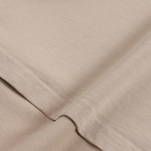 T-shirt personnalisé pour homme, coupe ample beige, en coton épais kaki, épaules tombantes, uni, coupe droite, streetwear, vente en gros - Product Image 6