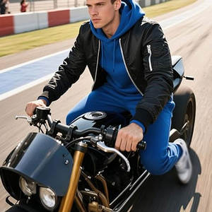 ชุดวอร์มคนท้องสีน้ำเงินรอยัลแบบเรียบสำหรับผู้ชาย |   ชุดเซ็ตฮู้ดดี้ผ้าฟลีซแบบเรียบง่าย กางเกงจ็อกเกอร์ทรงโอเวอร์ไซส์ สไตล์สตรีทแวร์ |   ขายส่ง - Product Image 5