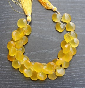 ลูกปัดหัวใจทรงเหลี่ยมจากหินแคลเซโดนีสีเหลืองธรรมชาติ สำหรับทำเครื่องประดับ ขายส่ง - Product Image 5