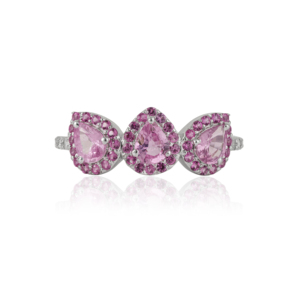 Nouveautés : Bague artisanale en argent sterling 925 avec saphir rose serti sur griffes, bijoux fins pour femmes - Product Image 1