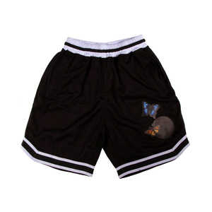 Shorts de basketball athlétiques élégants et personnalisés en 100 % polyester tricoté de haute qualité avec logo frontal sur la taille, grandes tailles - Product Image 1