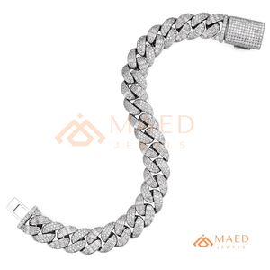 สร้อยข้อมือเงินแบบ Cuban Link ประดับเพชรโมอิสซาไนต์ สร้อยข้อมือแฟชั่นสวยงาม เหมาะสำหรับใส่ทุกวัน เป็นของขวัญ สไตล์ไมอามี ชิคาโก สำหรับผู้ซื้อชาวเมืองไมอามีและชิคาโก - Product Image 6