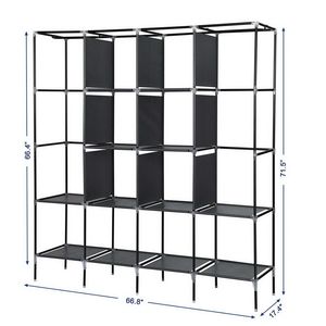 67\" Gray Portable Wardrobe 12-Shelf <b>Clothes</b> <b>Storage</b> Rack with 4 Side Pockets for Closet <b>Storage</b> - Product Image 6