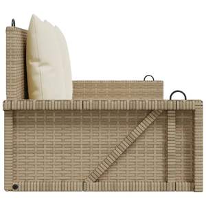 Banc balançoire en rotin PE beige avec structure en acier thermolaqué, produit standard pour patio - Product Image 5