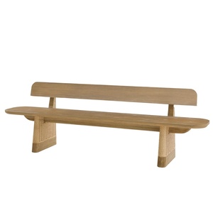 Banc de jardin en teck massif avec assise en rotin tressé, mobilier moderne 2 places - Product Image 3