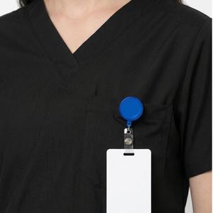Custom Logo Black Stretch Nursing <b>Scrub</b> <b>Top</b> for Women Stylish Medical Uniform Hospital Nurse Healthcare Workwear Polyester <b>Scrub</b> - Product Image 5