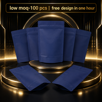 Sacs Doypack Bleus Mats 12x17cm en Gros avec Fermeture Zip Refermable, Sachets Autoportants en Plastique pour Emballage Alimentaire avec Logo Personnalisé