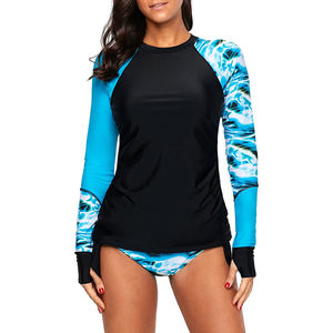 2026 Women's V-neck <b>Raglan</b> Sleeveless Rash Guard Heat-Transfer Printed Floral Pattern UPF50+ UV Protection Spandex/Polyester - Product Image 2