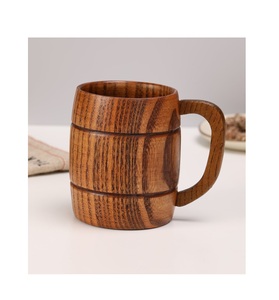 Venta de Fábrica: Taza de Madera Grande con Logotipo Personalizado, Jarra de Madera Pulida Hecha a Mano para Bebidas, para Uso en el Hogar, Cocina o Mesa - Product Image 1