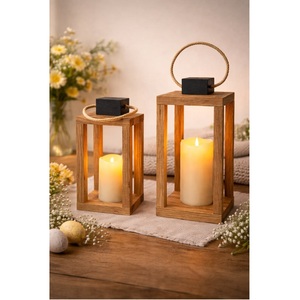 Lanterne décorative en bois, style rustique, à suspendre, pour salon, chambre, véranda, patio, jardin, mariage, restaurant - Product Image 4