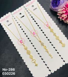 Collier tendance pour femme en acier inoxydable plaqué or avec serti clos, vente en gros, prix usine, stock disponible - Product Image 2