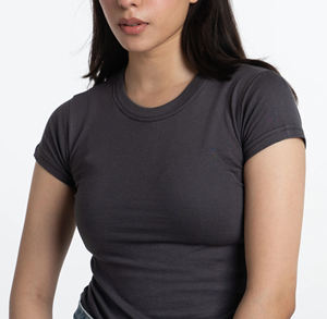 T-shirt court pour femme avec logo personnalisé, en coton, manches courtes, coupe ajustée, style Y2K, streetwear, été, éco-responsable, vente en gros, OEM, Plus - Product Image 4