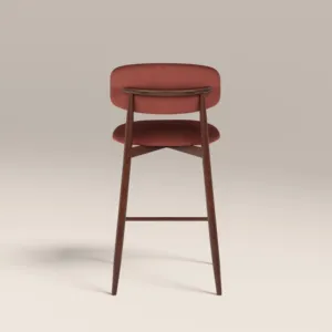 TABURETE DE COCINA HALSTON ROJO RUST SINTERIOR Y NUEZ - Product Image 2