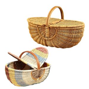 Customizable Vintage Style Handcrafted Eco-Friendly Natural Rattan Harvest Storage <b>Basket</b> for Multi-Purpose Home Use - Product Image 1